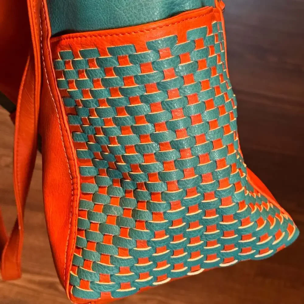 Wrangler Orange & Turquoise Tote Crossbody Shoulder Bag Western Boho
